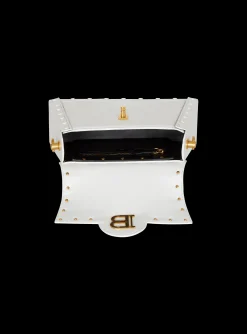 Women Balmain B-Buzz Dynasty Bag In Grid-embossed Calfskin