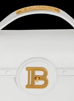 Women Balmain B-Buzz Dynasty Bag In Grid-embossed Calfskin