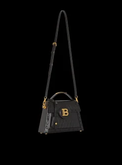 Women Balmain B-Buzz Dynasty Bag In Grid-embossed Calfskin