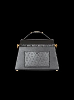 Women Balmain B-Buzz Dynasty Bag In Grid-embossed Calfskin