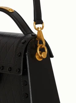 Women Balmain B-Buzz Dynasty Bag In Grid-embossed Calfskin