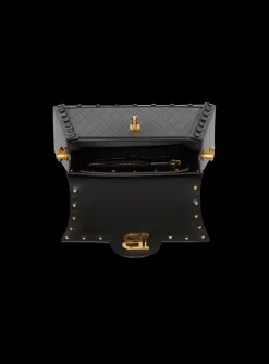 Women Balmain B-Buzz Dynasty Bag In Grid-embossed Calfskin