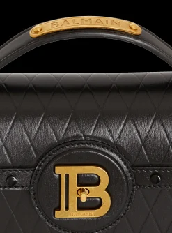 Women Balmain B-Buzz Dynasty Bag In Grid-embossed Calfskin