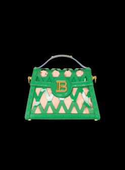 Women Balmain B-Buzz Dynasty Bag In Patent Leather With An Openwork Grid Motif