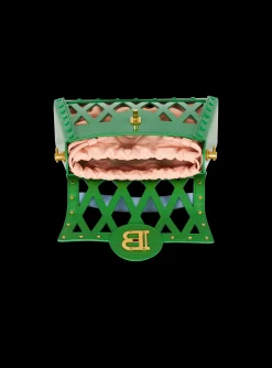 Women Balmain B-Buzz Dynasty Bag In Patent Leather With An Openwork Grid Motif
