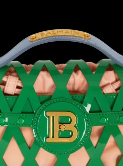 Women Balmain B-Buzz Dynasty Bag In Patent Leather With An Openwork Grid Motif