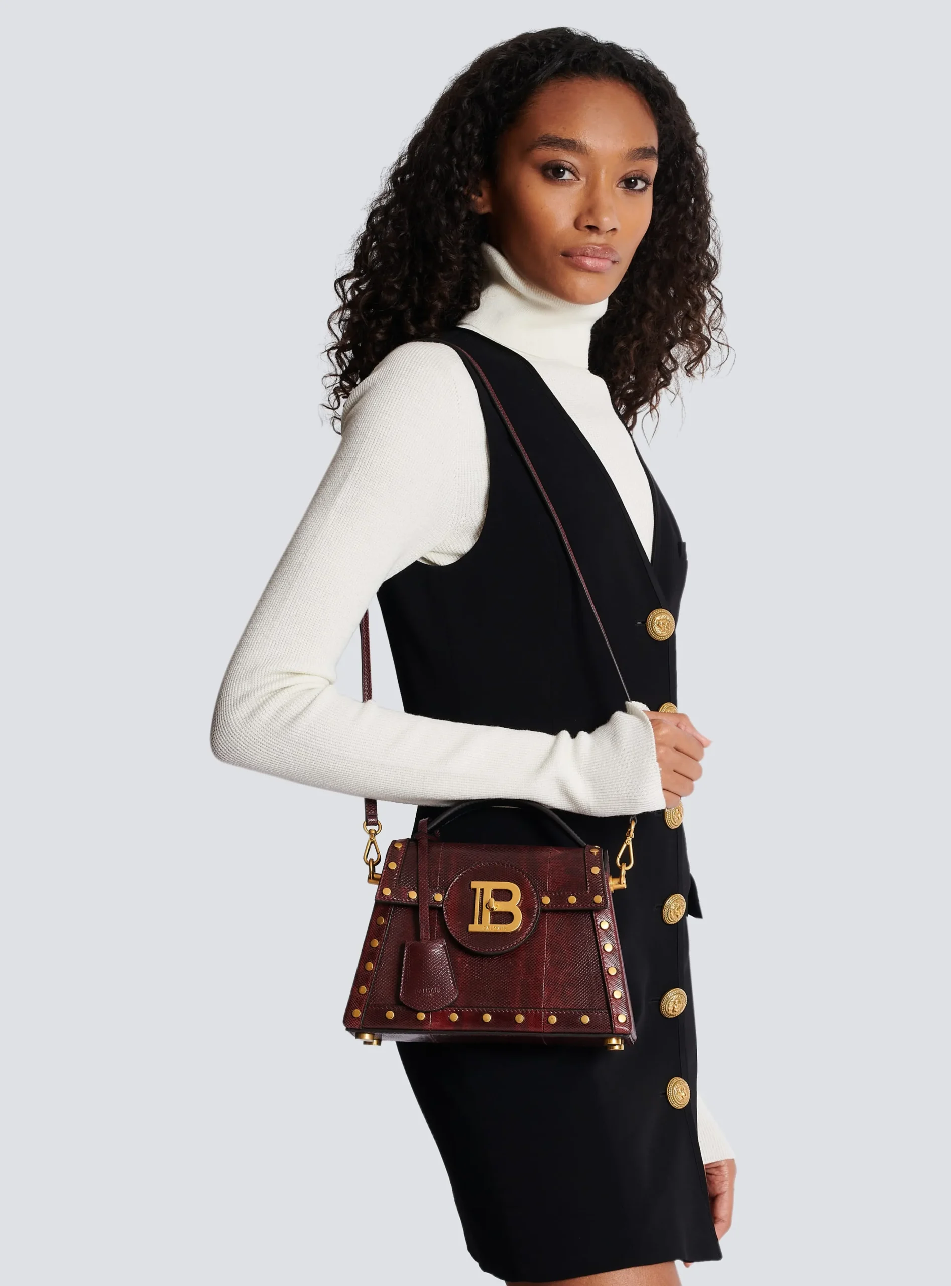 Women Balmain B-Buzz Dynasty Karung Leather Bag