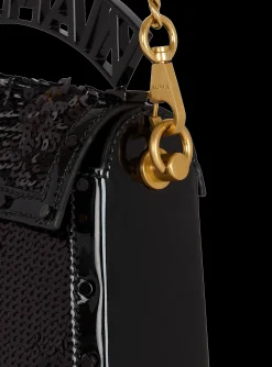Women Balmain B-Buzz Dynasty Small Bag In Patent Leather And Sequins