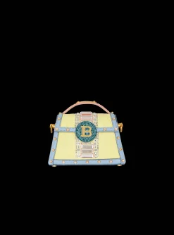 Women Balmain B-Buzz Dynasty Small Suede Bag With Embossed Grid Motif And Embroidery