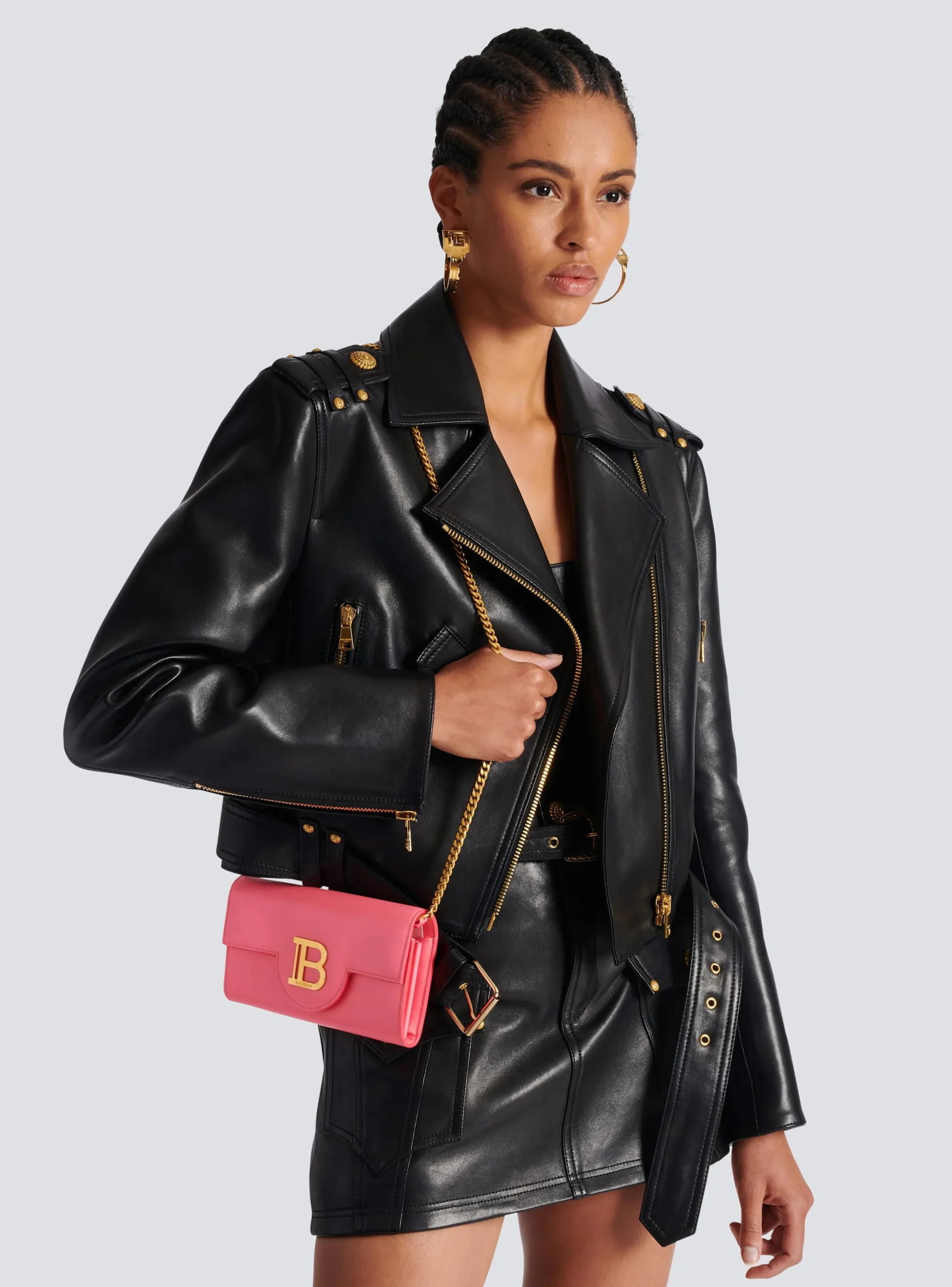 Women Balmain B-Buzz Grained Leather Wallet