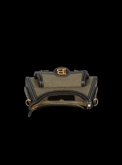 Women Balmain B-Buzz Hobo Bag In Leather And Canvas