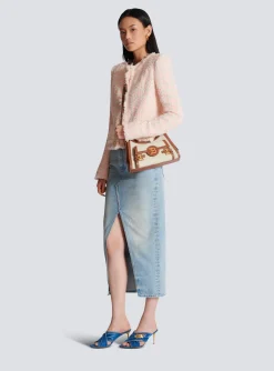Balmain B-Buzz Hobo Bag In Leather And Canvas