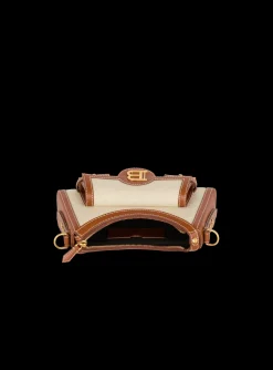 Balmain B-Buzz Hobo Bag In Leather And Canvas