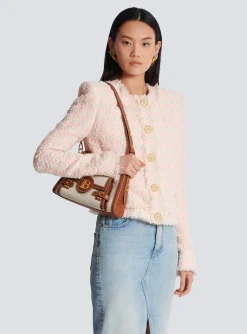 Balmain B-Buzz Hobo Bag In Leather And Canvas