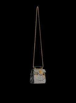 Women Balmain B-Buzz Mini 12 Bag In Embossed Calfskin With A PB Labyrinth Monogram