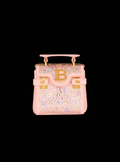 Women Balmain B-Buzz Mini 12 Bag In Suede And Rhinestones
