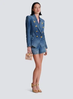 Women Balmain B-Buzz Mini 12 Bag In Suede And Rhinestones