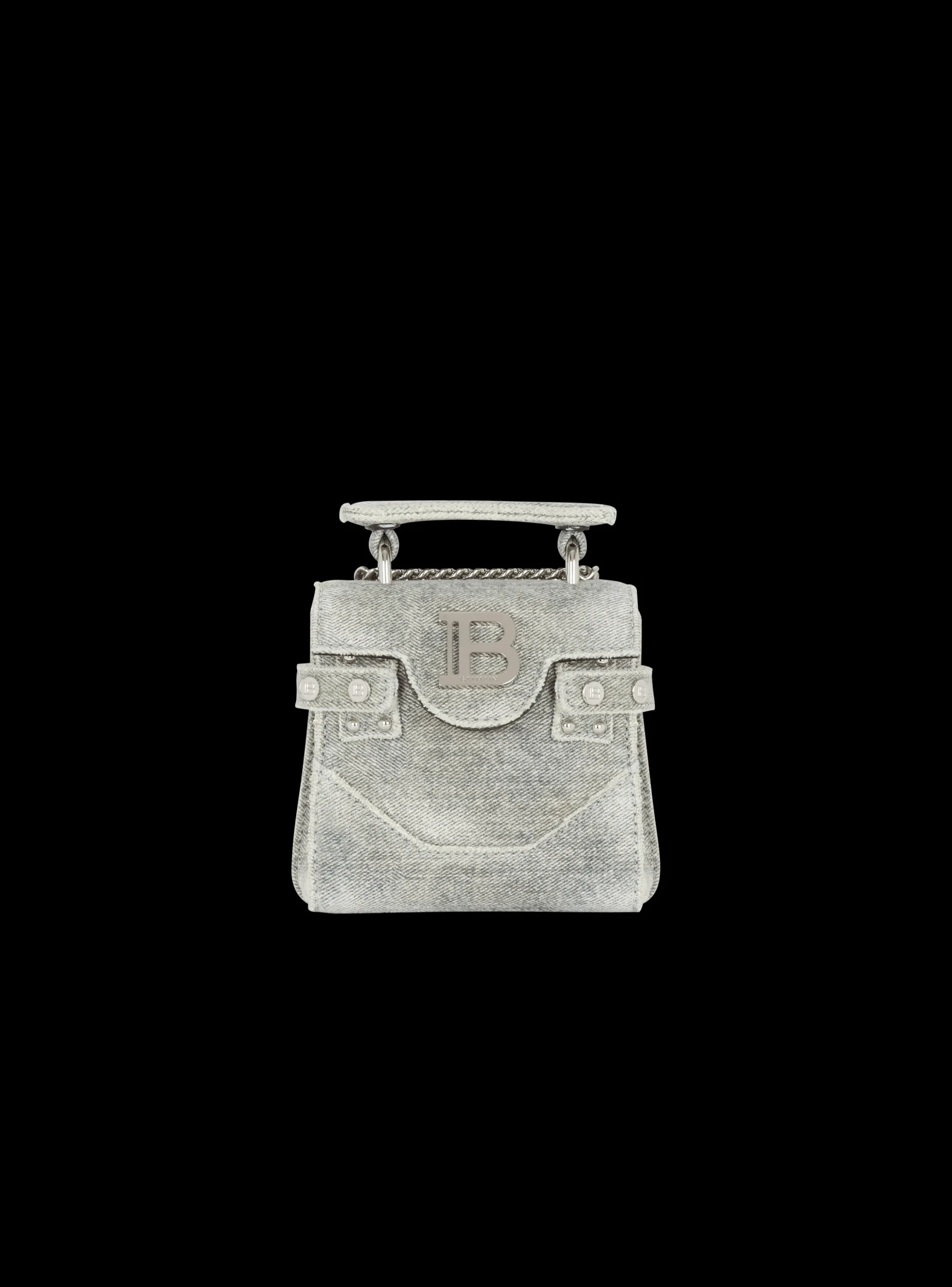Women Balmain B-Buzz Mini 12 Faded Denim