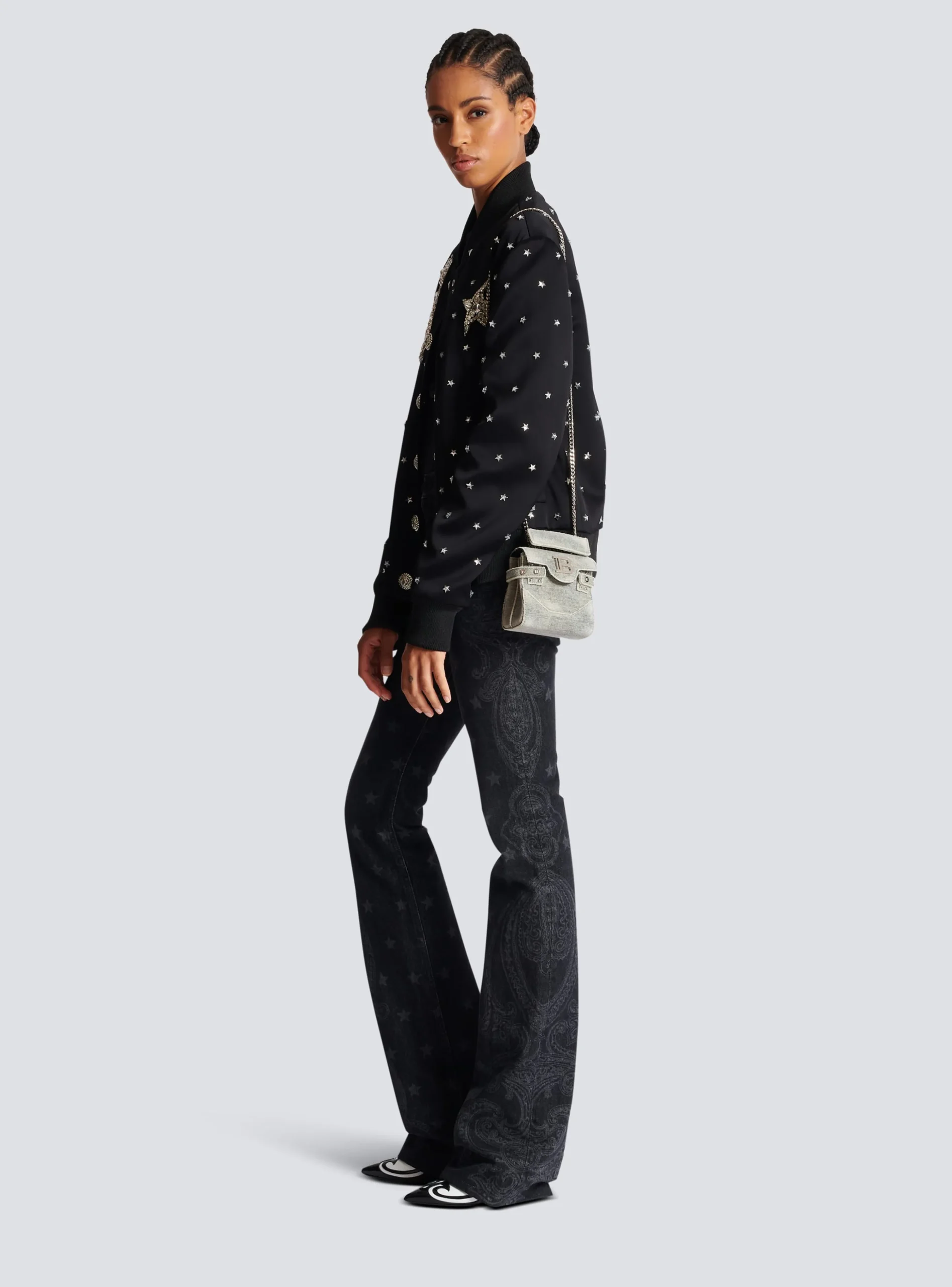 Women Balmain B-Buzz Mini 12 Faded Denim
