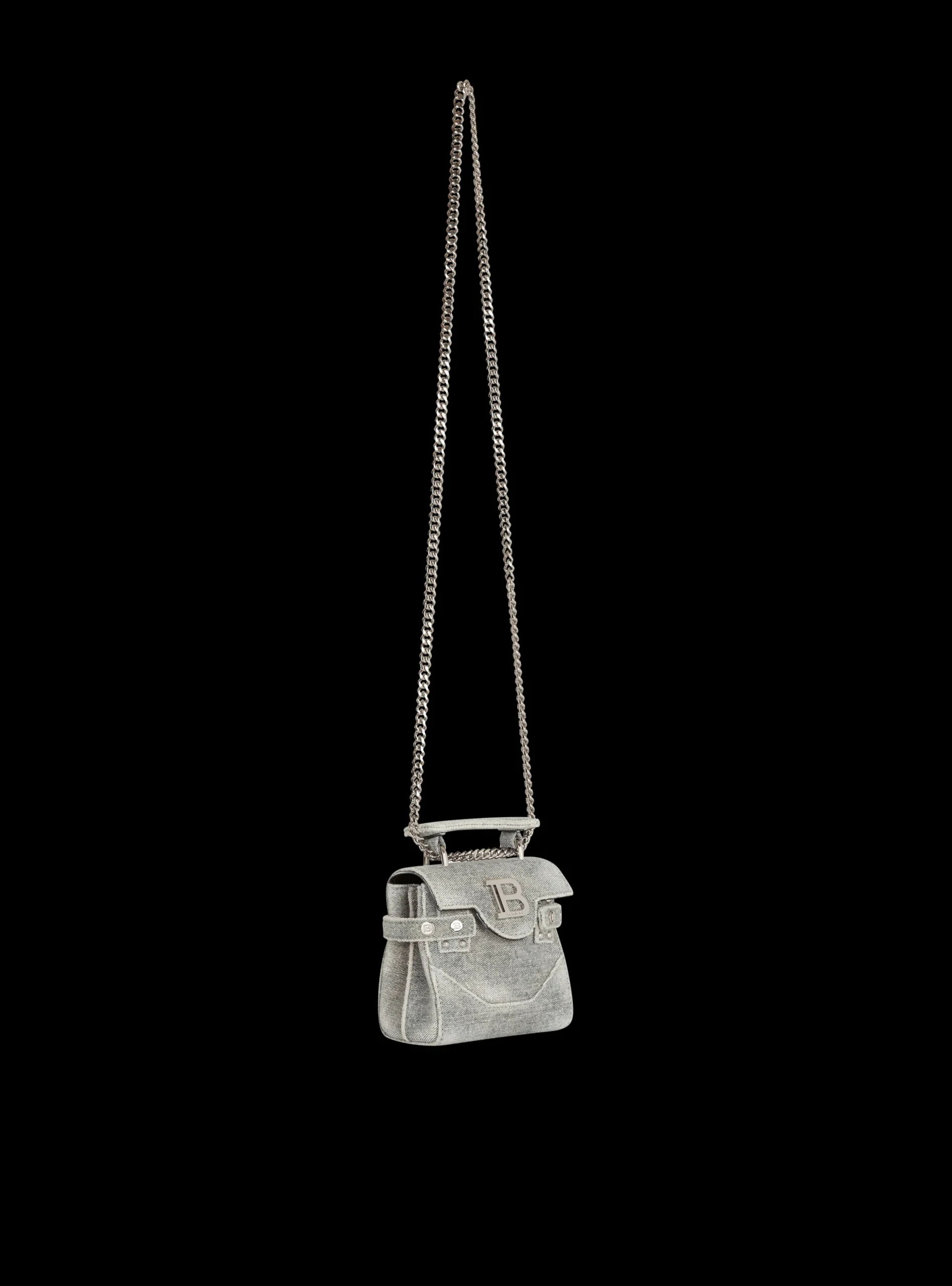 Women Balmain B-Buzz Mini 12 Faded Denim