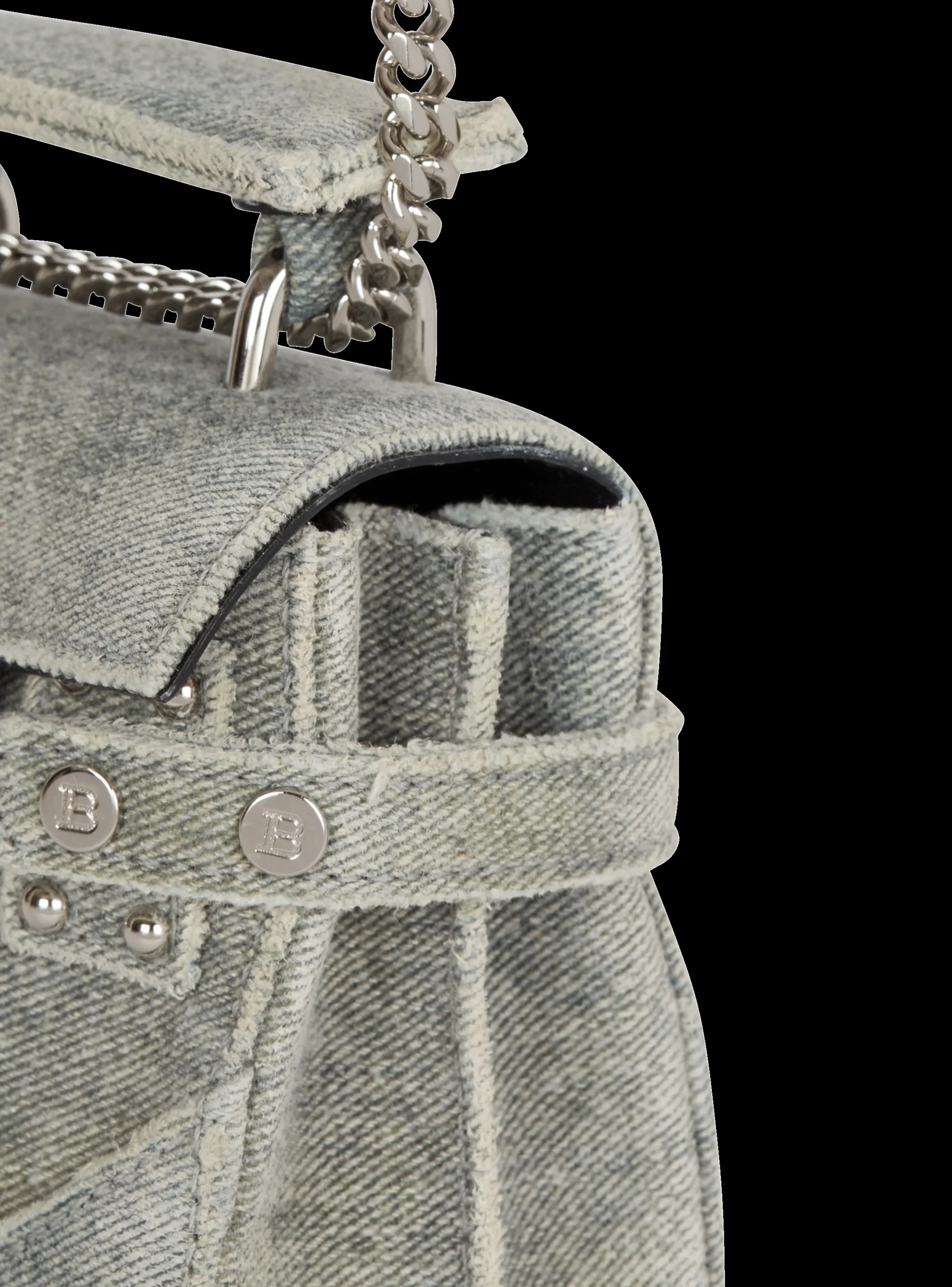 Women Balmain B-Buzz Mini 12 Faded Denim