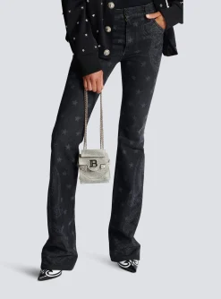 Women Balmain B-Buzz Mini 12 Faded Denim