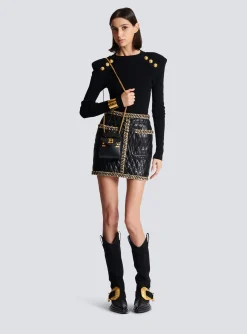 Women Balmain B-Buzz Mini 12 Leather Bag