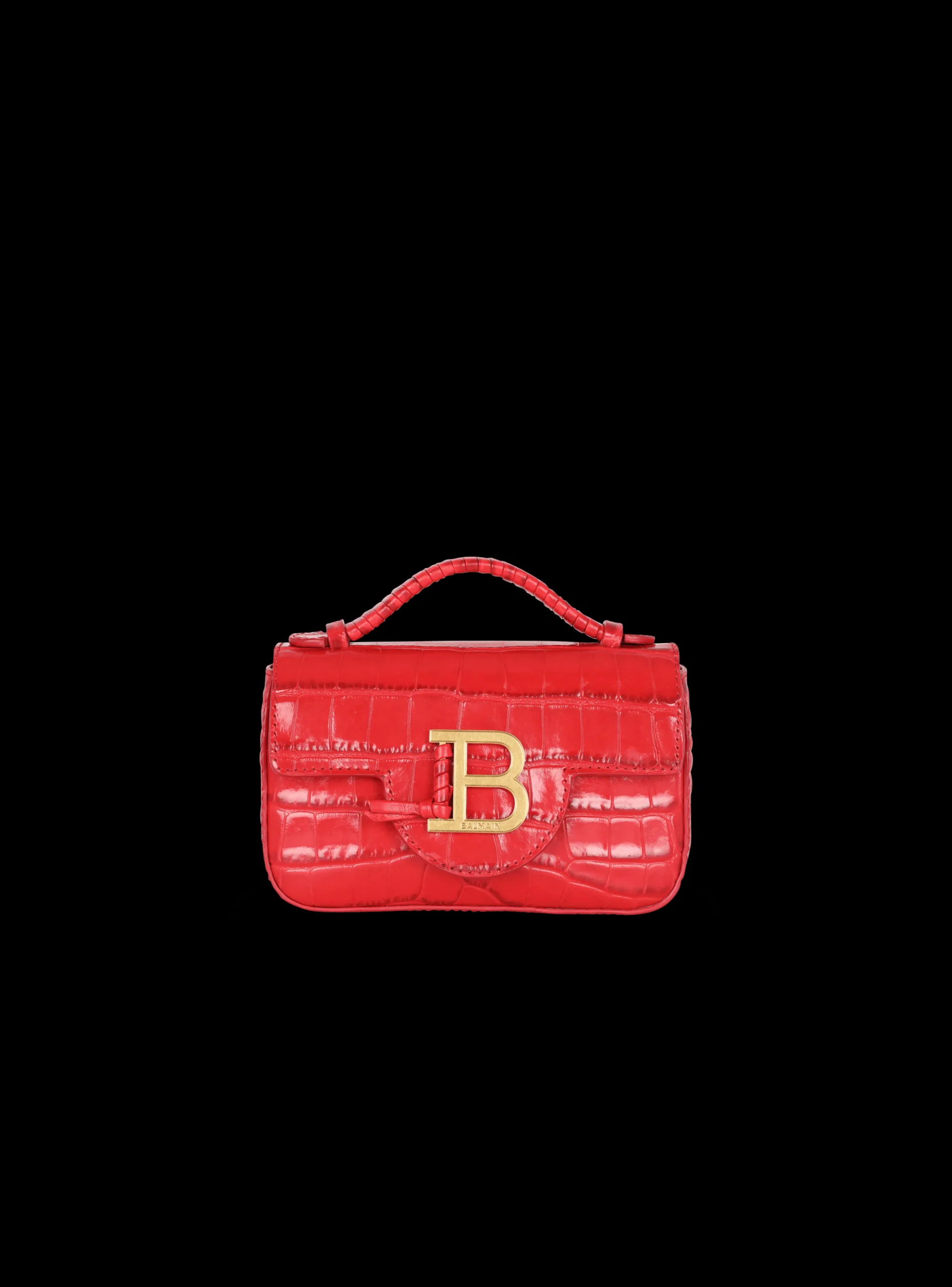 Women Balmain B-Buzz Mini Bag In Crocodile-print Leather