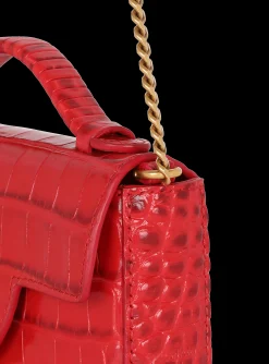 Women Balmain B-Buzz Mini Bag In Crocodile-print Leather