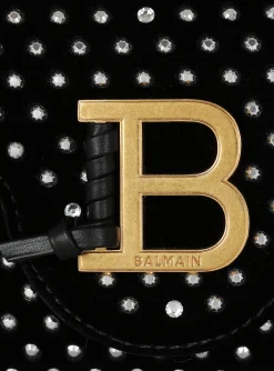 Women Balmain B-Buzz Mini Velvet And Crystal Bag