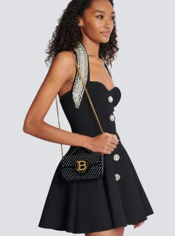 Women Balmain B-Buzz Mini Velvet And Crystal Bag