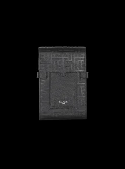 Balmain B-Buzz Monogrammed Canvas And Leather Smartphone Pouch