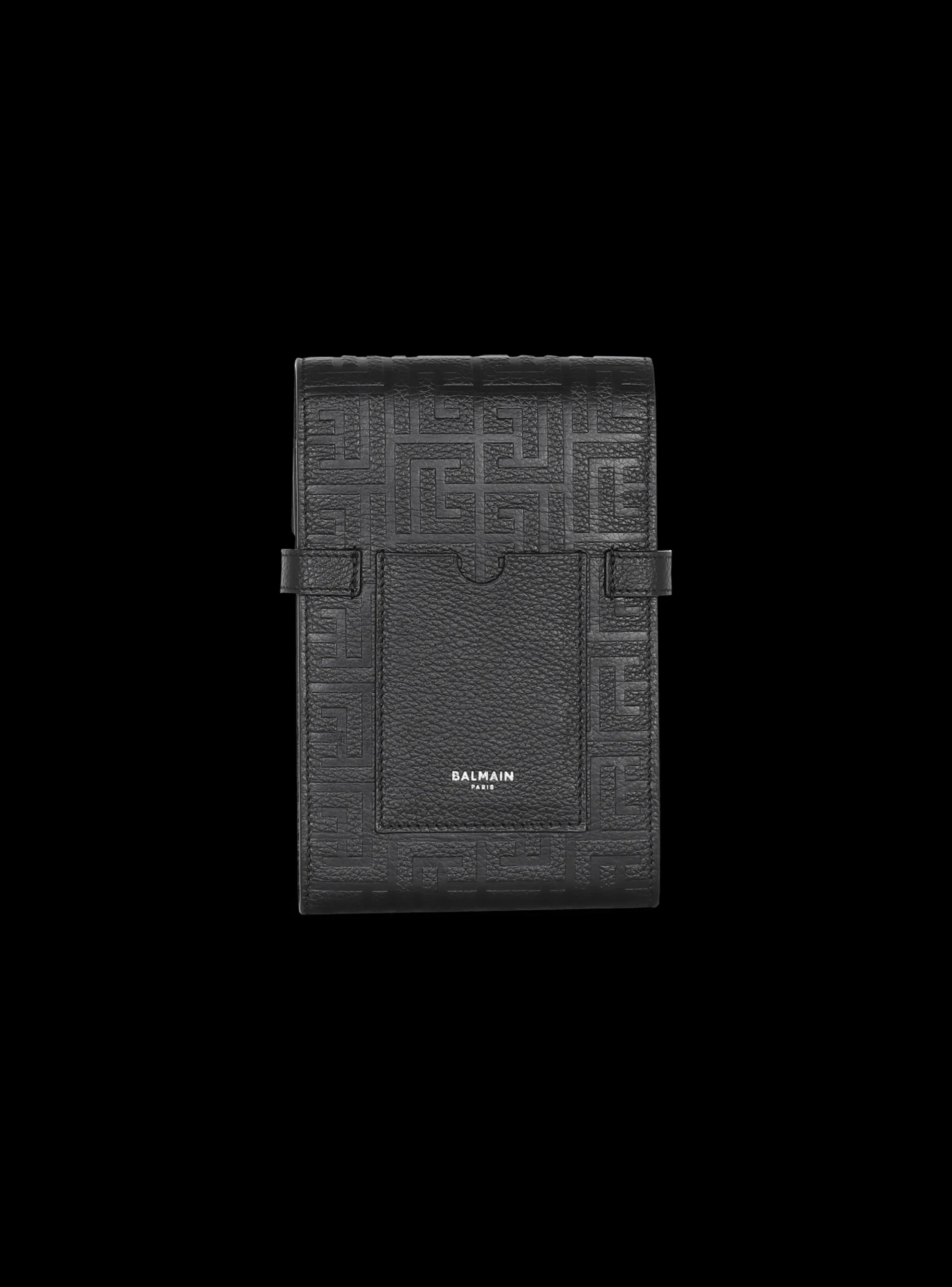 Balmain B-Buzz Monogrammed Canvas And Leather Smartphone Pouch