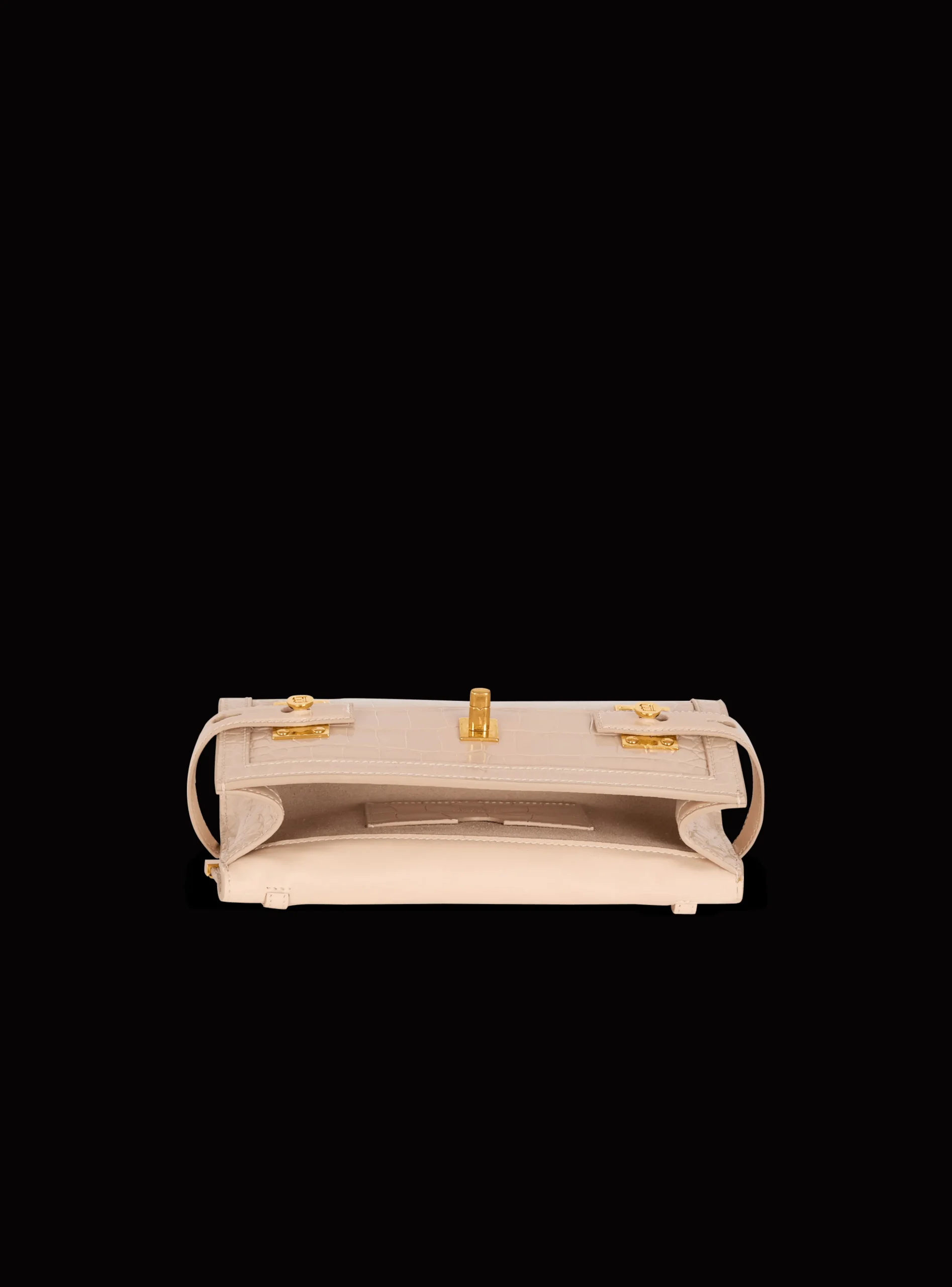 Balmain B-Buzz Pouch 23 In Crocodile-embossed Calfskin