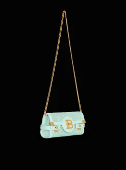 Balmain B-Buzz Pouch 23 In Suede And Rhinestones