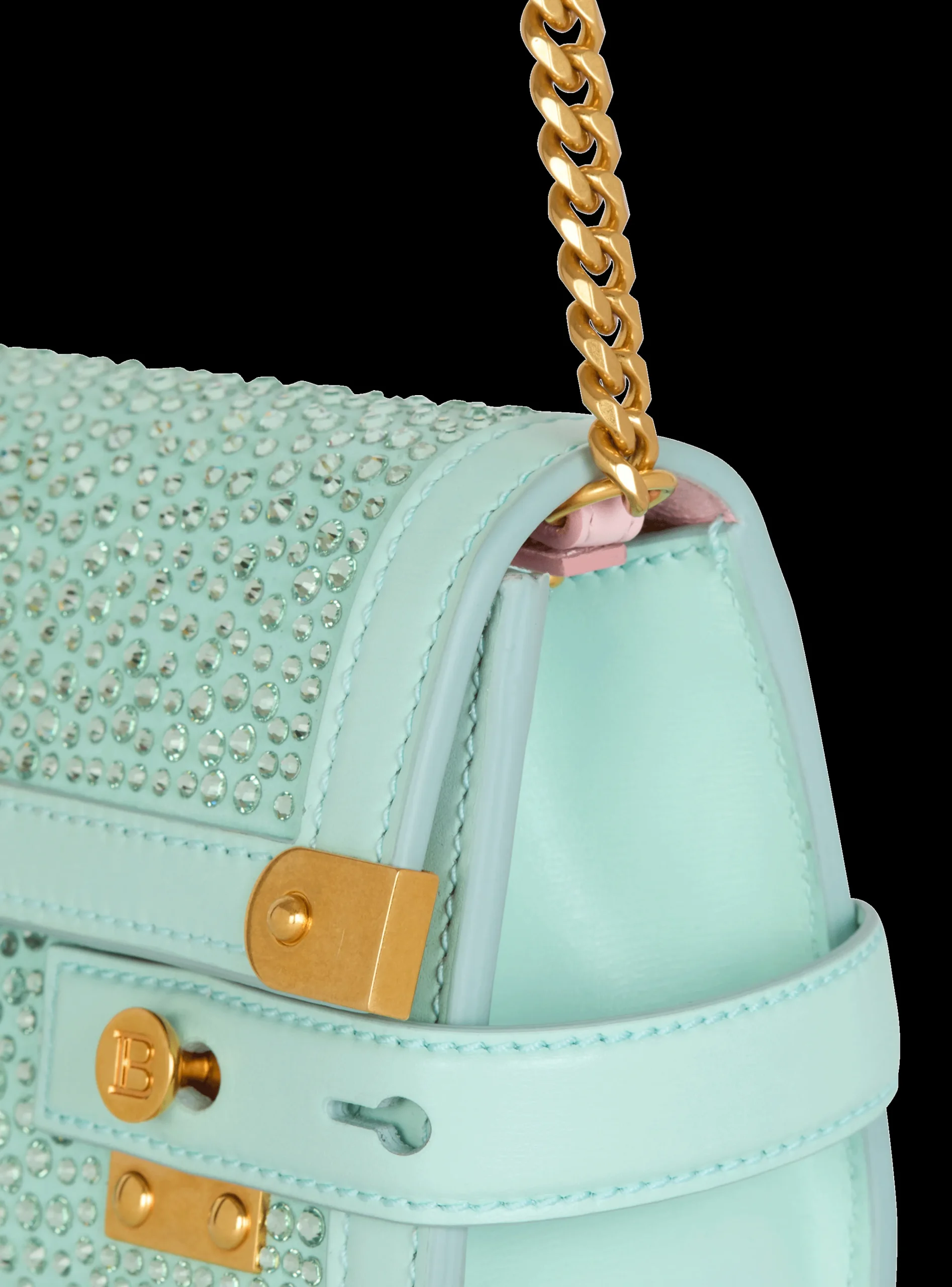 Balmain B-Buzz Pouch 23 In Suede And Rhinestones