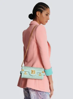 Balmain B-Buzz Pouch 23 In Suede And Rhinestones