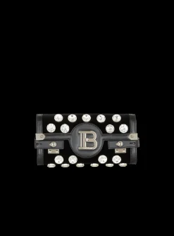 Women Balmain B-Buzz Pouch 23 In Velvet And Crystals