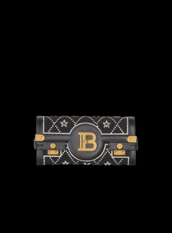 Women Balmain B-Buzz Pouch 23 Satin And Crystals Clutch