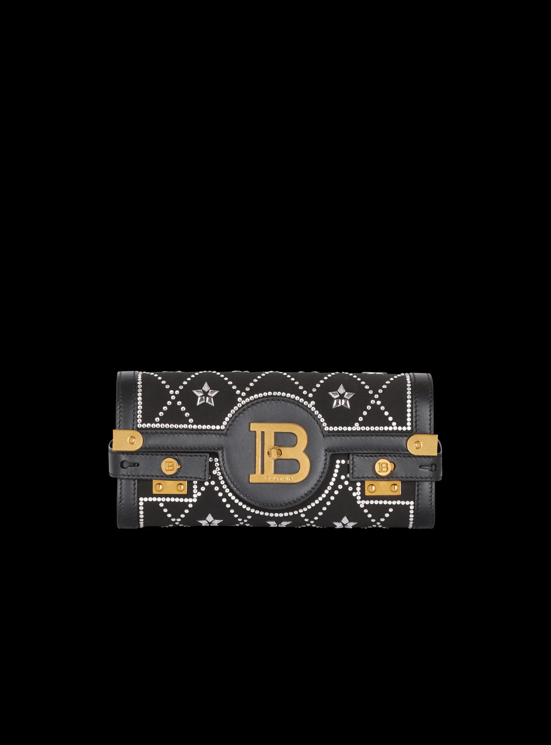 Women Balmain B-Buzz Pouch 23 Satin And Crystals Clutch