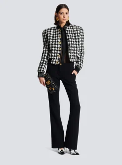 Women Balmain B-Buzz Pouch 23 Satin And Crystals Clutch