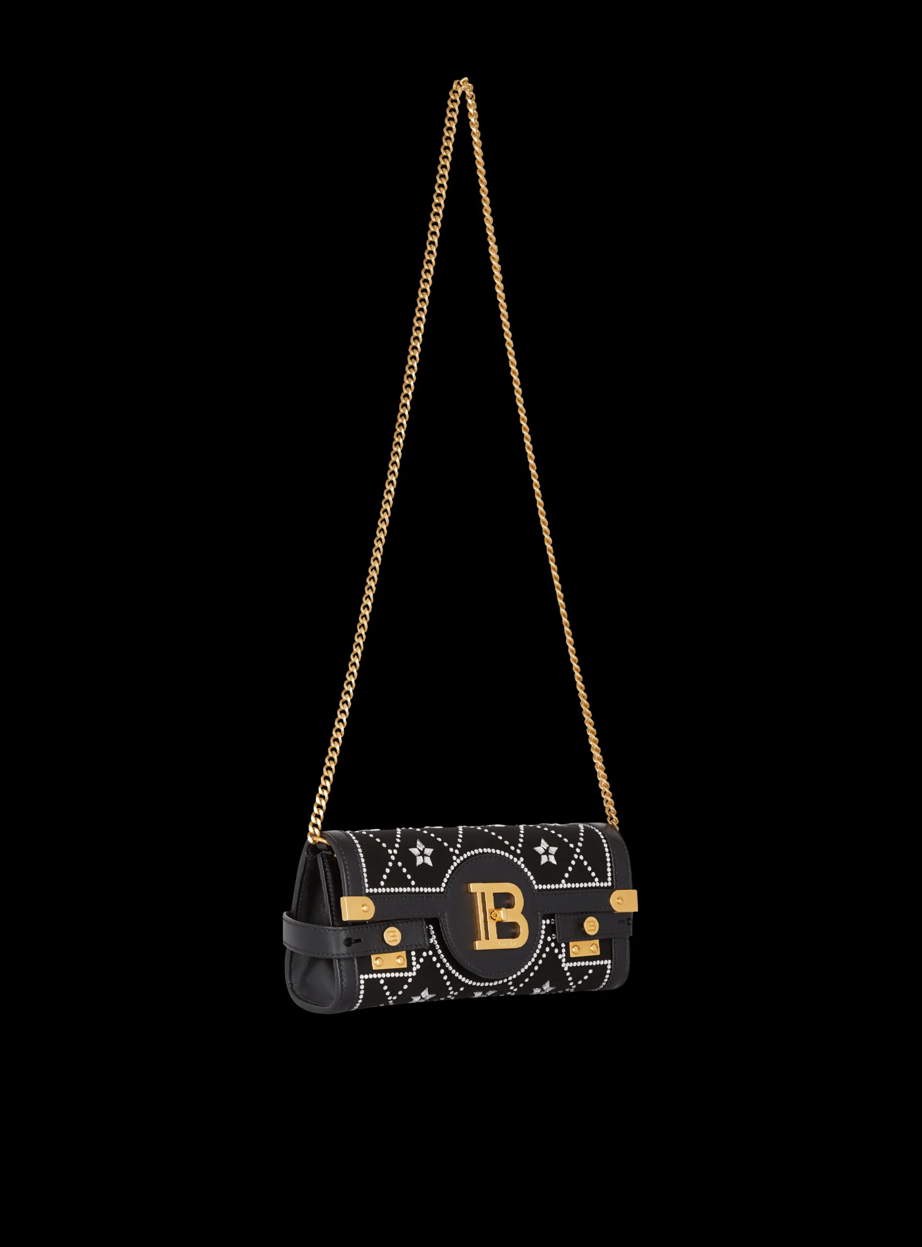 Women Balmain B-Buzz Pouch 23 Satin And Crystals Clutch