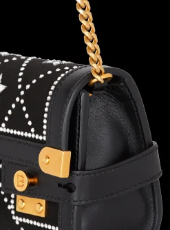 Women Balmain B-Buzz Pouch 23 Satin And Crystals Clutch