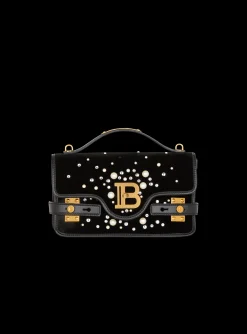 Women Balmain B-Buzz Shoulder 24 Bag In Embroidered Velvet