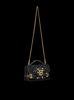 Women Balmain B-Buzz Shoulder 24 Bag In Embroidered Velvet