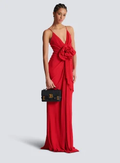Women Balmain B-Buzz Shoulder 24 Bag In Grained PB Labyrinth Leather