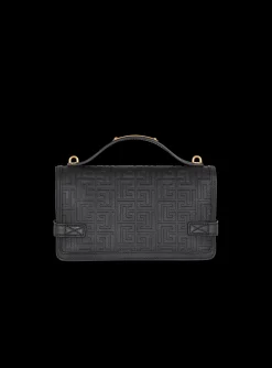Women Balmain B-Buzz Shoulder 24 Bag In Grained PB Labyrinth Leather