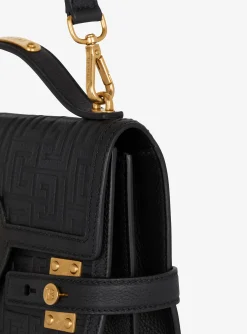 Women Balmain B-Buzz Shoulder 24 Bag In Grained PB Labyrinth Leather