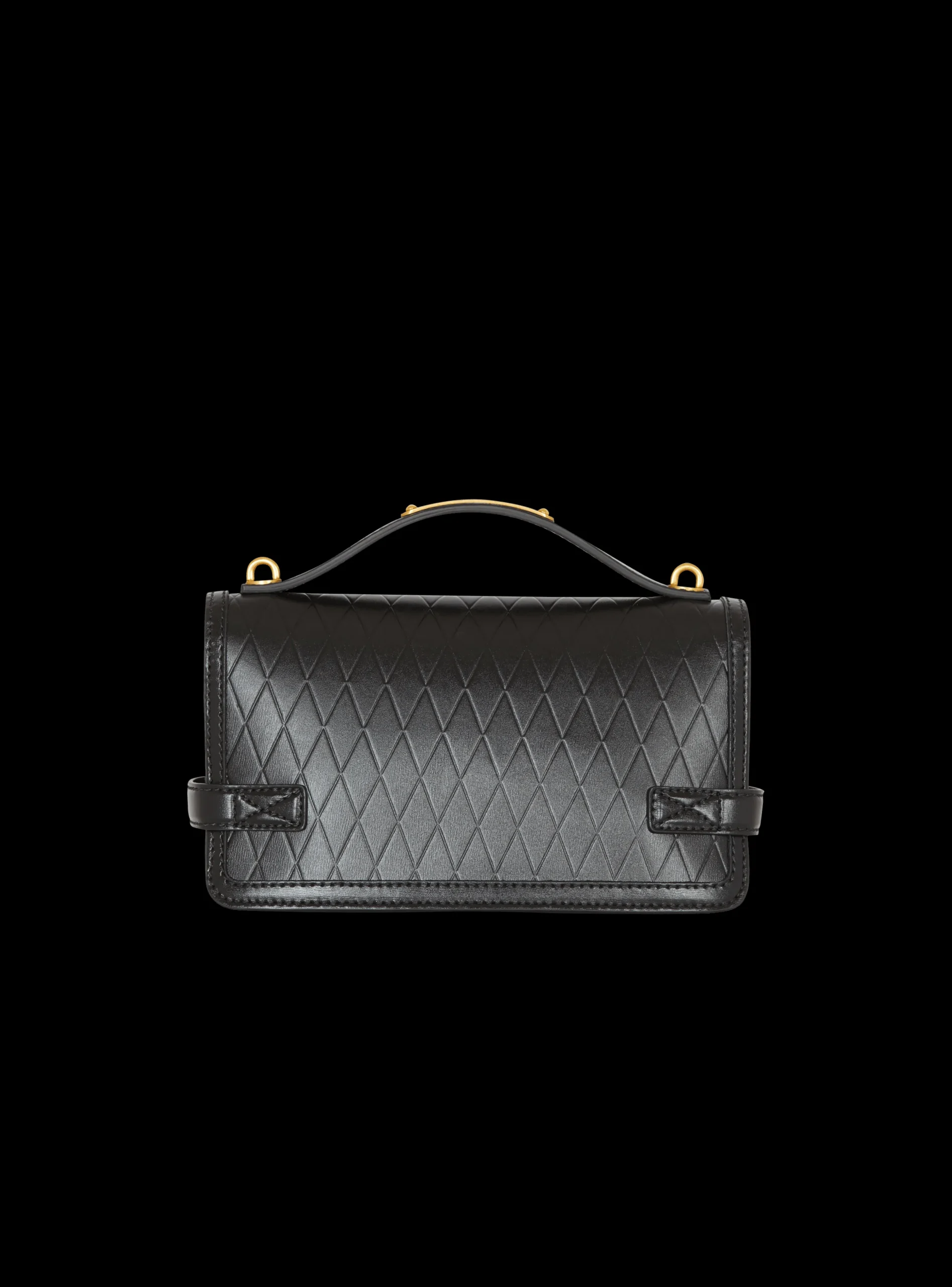 Women Balmain B-Buzz Shoulder 24 Bag In Grid-embossed Calfskin