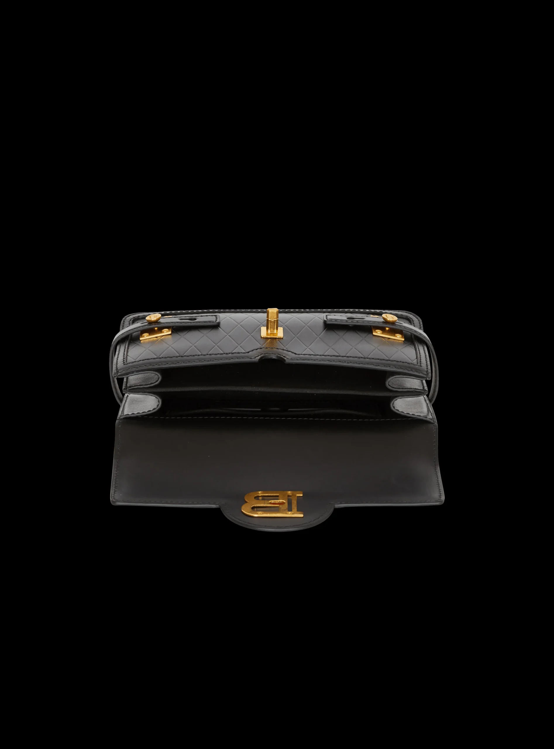 Women Balmain B-Buzz Shoulder 24 Bag In Grid-embossed Calfskin